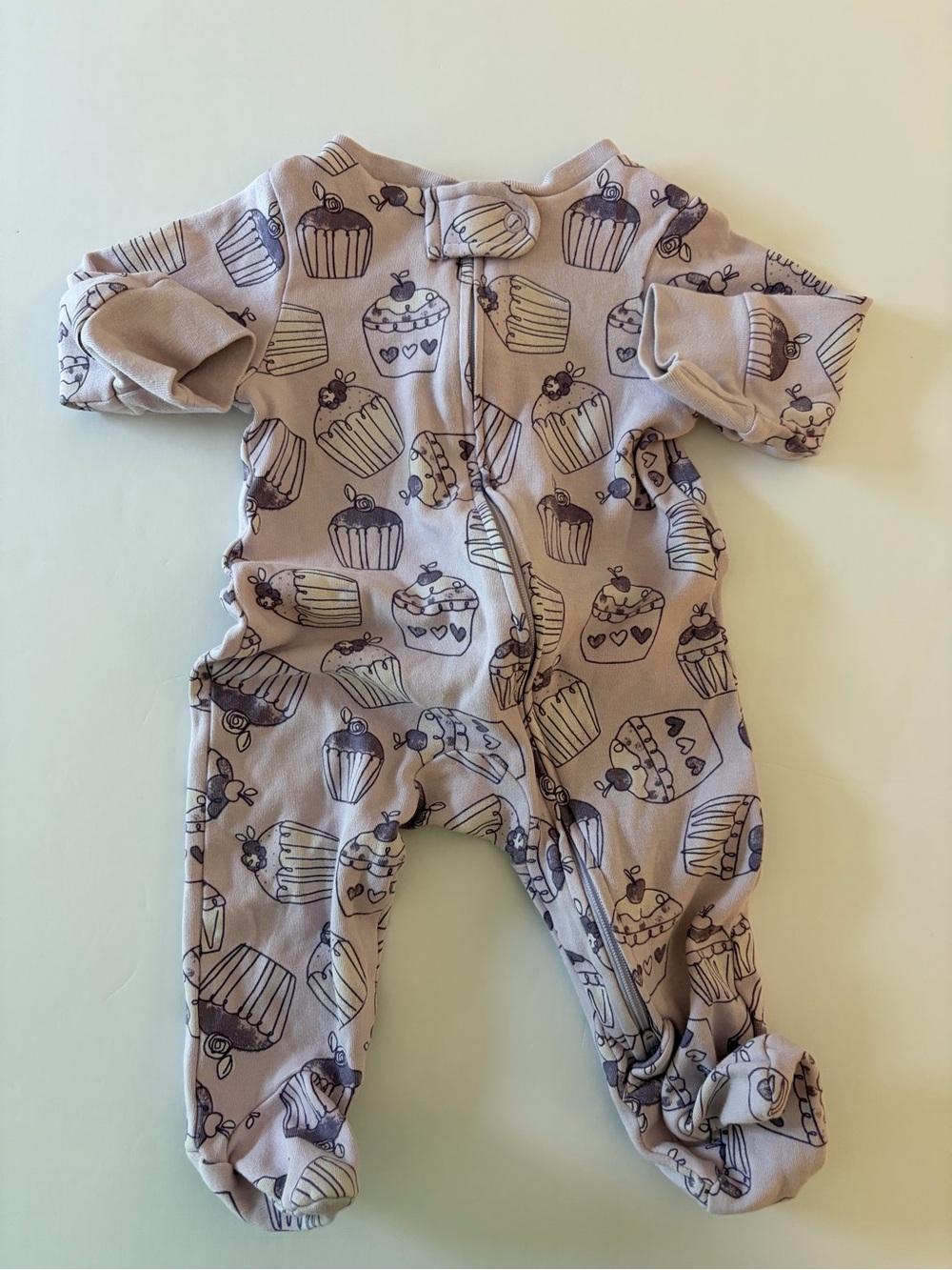 Lullaby Lane Baby Pajama Footed Zippy Purple Cupcakes Organic Cotton 3-6 Months